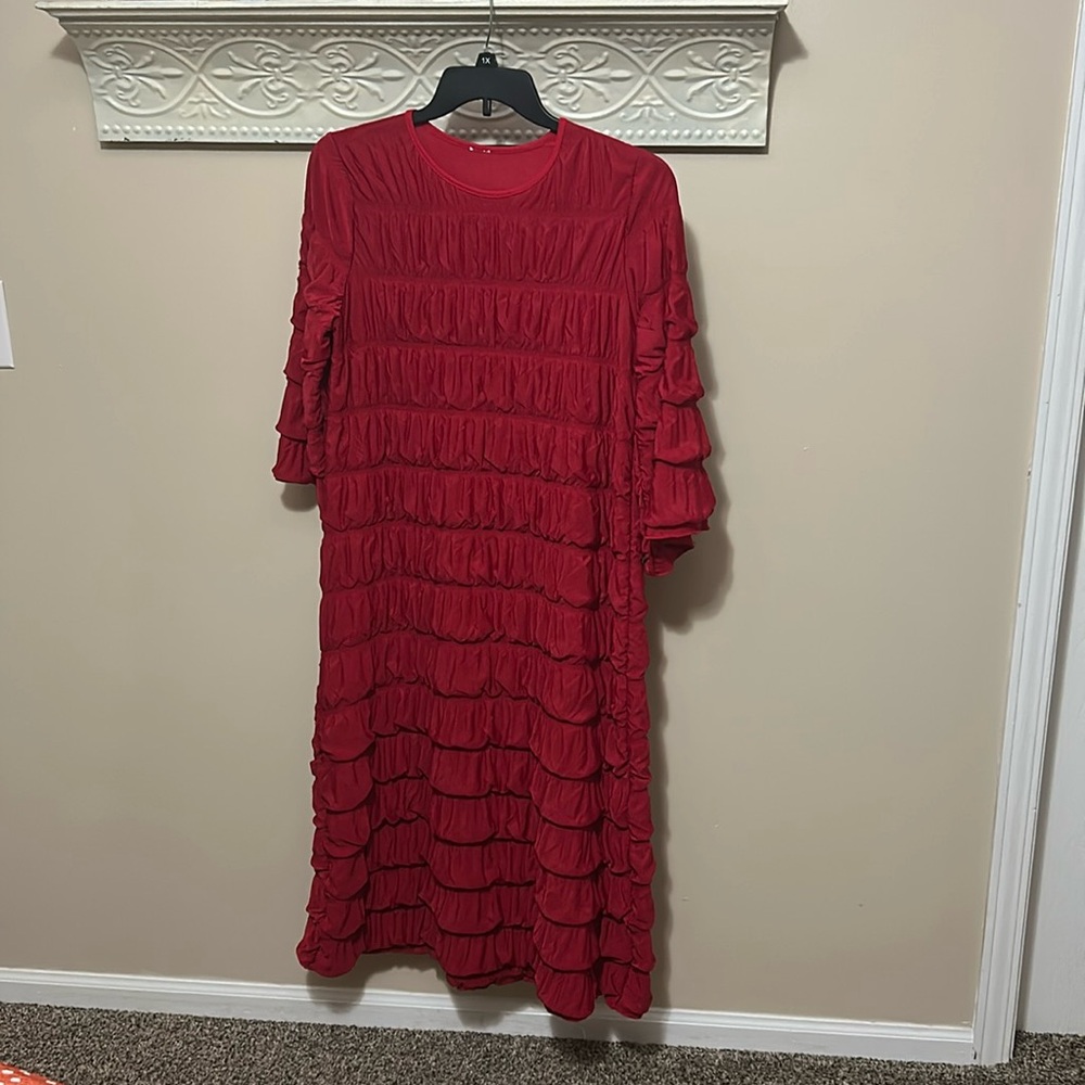 Red oh so modest dress